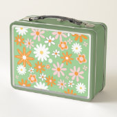 60er Retro Kitchen Blume Avocado Metal Lunch Box (Rückseite)