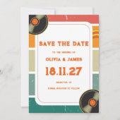 60er Retro Old Music Vinyl Groovy Wedding Save The Date (Vorderseite)