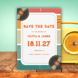 60er Retro Old Music Vinyl Groovy Wedding Save The Date