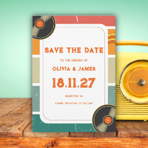60er Retro Old Music Vinyl Groovy Wedding Save The Date