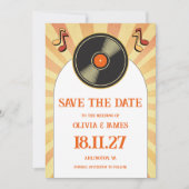 60er Retro Orange Music Vinyl Groovy Wedding Save The Date (Vorderseite)
