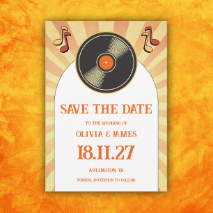 60er Retro Orange Music Vinyl Groovy Wedding Save The Date
