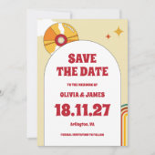 60er Retro Soft Orange Music Vinyl Groovy Wedding Save The Date (Vorderseite)