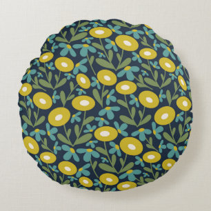 60er Retro Summer Sea Blue Rundes Kissen
