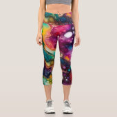 60er Retro Tye Die 70er Hippy Capri Leggings (Vorderseite)