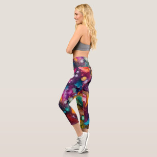 60er Retro Tye Die 70er Hippy Capri Leggings