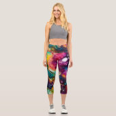 60er Retro Tye Die 70er Hippy Capri Leggings (Vorderseite)
