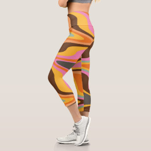 60er Retro Tye Die 70er Hippy Capri Leggings