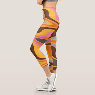 60er Retro Tye Die 70er Hippy Capri Leggings