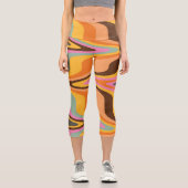 60er Retro Tye Die 70er Hippy Capri Leggings (Vorderseite)