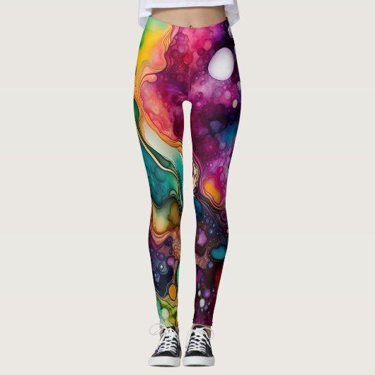 60er Retro Tye Die 70er Hippy Leggings (Vorderseite)
