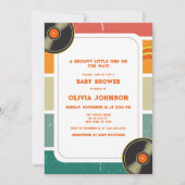 60er Retro Vinyl Groovy Kinderdusche Einladung (Vorderseite)