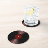 60er Retro Vinyl Record Album Runder Pappuntersetzer (Vor Ort)