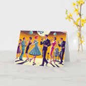 60er Space Age Cocktail Party Mitte des Jahrhunder Karte (Gelbe Blume)