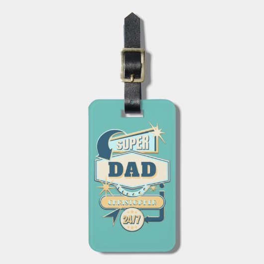 60er Style Diner Sign Super Vater Gepäckanhänger (Vorderseite vertikal)