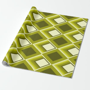 60er Style Glam Yellow Geometric Modern Pattern Geschenkpapier