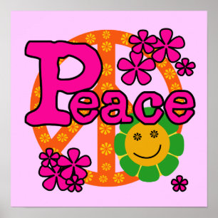 60er Style Peace T - Shirt und Geschenke Poster
