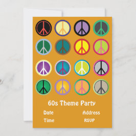 60er Theme Peace Signer Hippy-Party Einladung