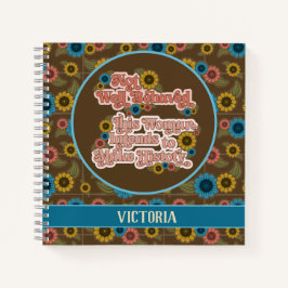 60er und 70er Floral Blue: Frauenförderung Notizblock