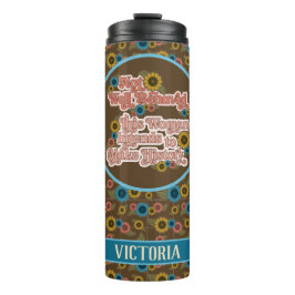 60er und 70er Floral Blue: Frauenförderung Thermosbecher