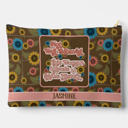 60er und 70er Floral Pink: Frauenförderung Zubehörtasche (Rückseite)