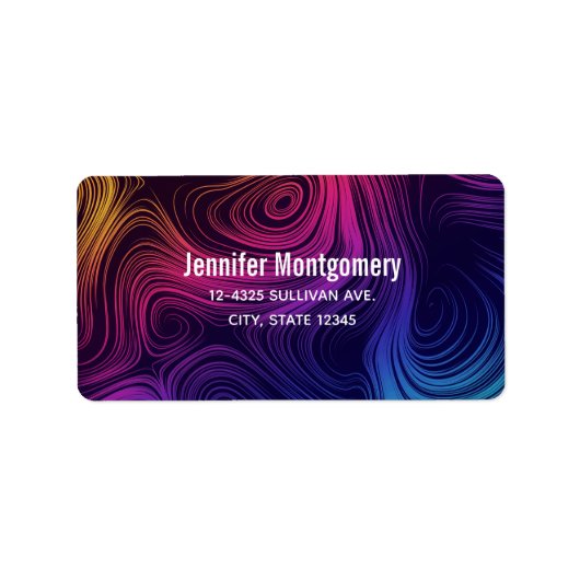 60er Vibe Circles & Wirbel Cooles Muster Adressaufkleber (Vorne)