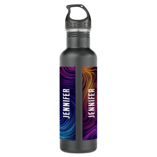 60er Vibe Circles & Wirbel Cooles Muster Edelstahlflasche (Rückseite)