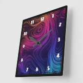 60er Vibe Circles & Wirbel Cooles Muster Quadratische Wanduhr (Winkel)