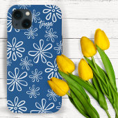 60er Vibe Retro White und Blue Floral Case-Mate iPhone Hülle
