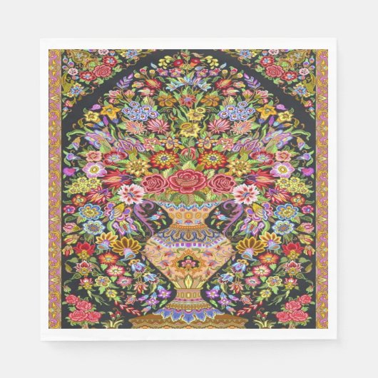 60er Vintag Persisch Türkisches Blumenmuseum Serviette (Vorderseite)