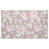 60er Vintage Blume Muster auf Khaki Stoff (Fat Quarter (45,7 x 55,9 cm))