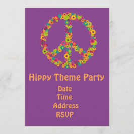 60erthema-Blumen-Power Hippy-Party Einladung