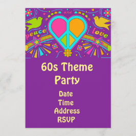 60erthema-Blumen-Power Hippy-Party Einladung
