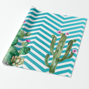 60lb Geschenkpapier Rolle Boho Kakteen Sukkulenten