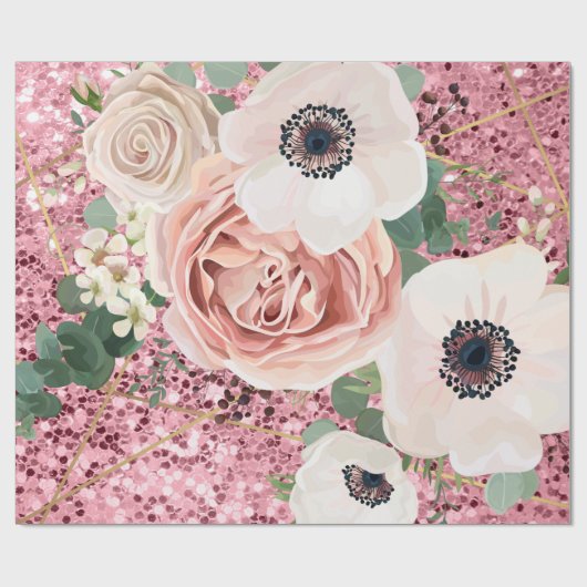 60lb Umschlagpapier Roll Geometric Garden Rose Geschenkpapier (Flach)