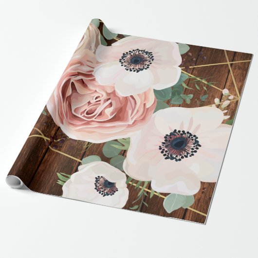 60lb Umschlagpapier Roll Geometric Garden Rose Geschenkpapier (Ungerollt)