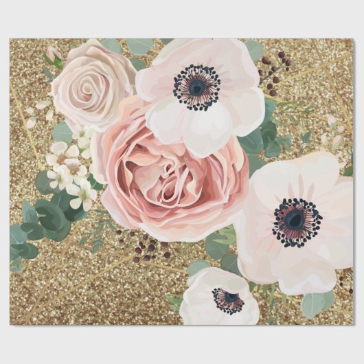 60lb Umschlagpapier Roll Geometric Garden Rose Geschenkpapier (Flach)