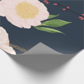 60lb Wrapping Paper Roll Baby Pink Cosmos on Navy Geschenkpapier (Ecke)