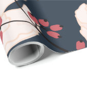 60lb Wrapping Paper Roll Baby Pink Cosmos on White Geschenkpapier (Rolleneckpunkt)
