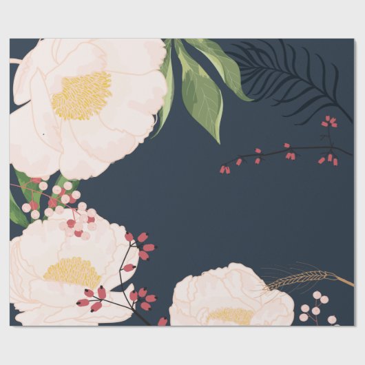 60lb Wrapping Paper Roll Baby Pink Cosmos on White Geschenkpapier (Flach)