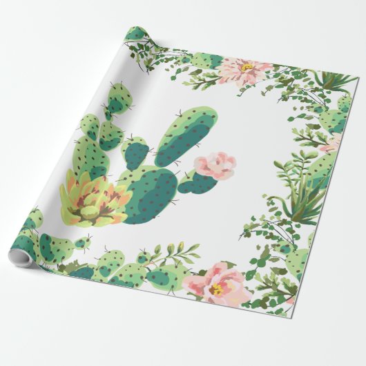 60lb Wrapping Paper Roll Bohemisch Cactus succulen Geschenkpapier (Ungerollt)