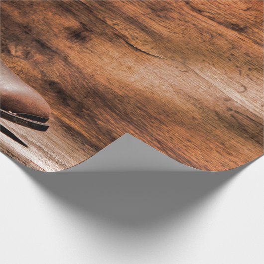 60lb Wrapping Paper Roll Cowboy Boots Barn Wood Ru Geschenkpapier (Ecke)