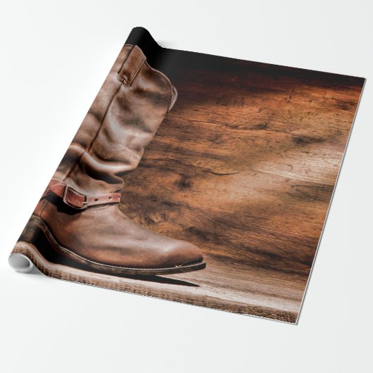 60lb Wrapping Paper Roll Cowboy Boots Barn Wood Ru Geschenkpapier (Ungerollt)