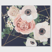 60lb Wrapping Paper Roll Geometric Garden Navy Blu Geschenkpapier (Flach)