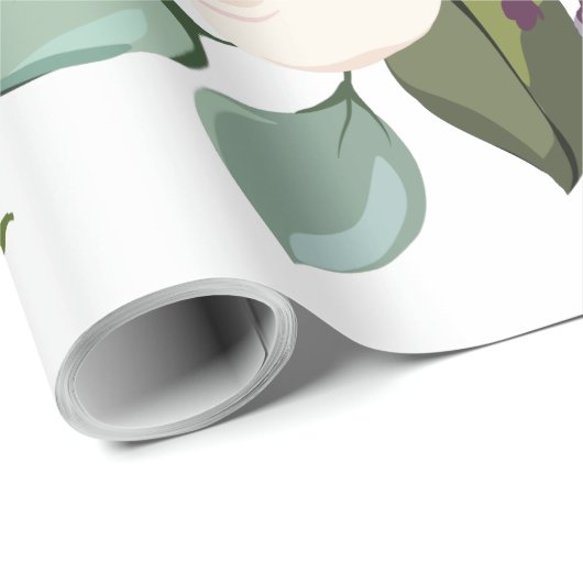 60lb Wrapping Paper Roll White Roses Gold Geometri Geschenkpapier (Rolleneckpunkt)