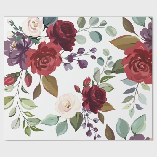 60lb Wrapping Paper Roll White Roses Gold Geometri Geschenkpapier (Flach)