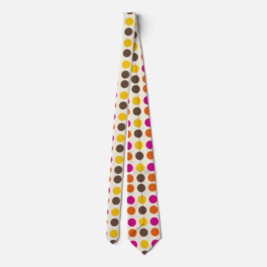 60s 70s Boho Polka Dot Hippy Retro Tie Krawatte (Rückseite)