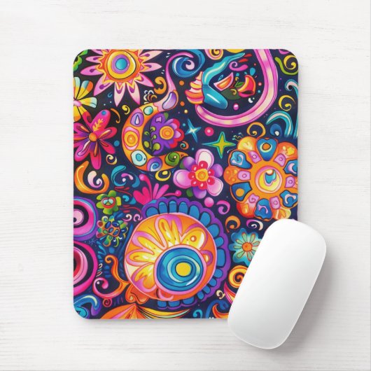 60s 70s Hippy Hippie Psychedelic Mousepad (Mit Mouse)