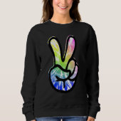 60s 70s Tie Dye Peace Hand Sign Hippie Sweatshirt (Vorderseite)