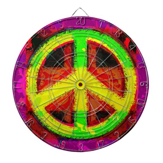 60's Peace Sign Retro Art Dart Board Dartscheibe (vorne)